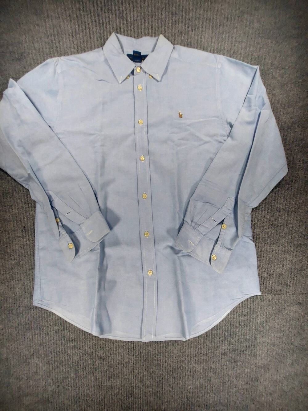 Polo Ralph Lauren Boys Oxford Shirt Size 18 Button Up Long Sleeve Flesh Pony EUC